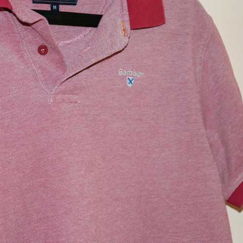 Barbour men's polo shirt, red/pink, size M