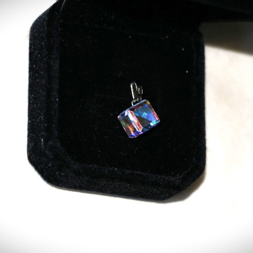 Pendant with crystal and invisible cord sterling silver 925 new