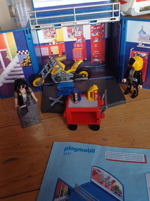 Playmobil My Secret Motorcycle Workshop play box used
