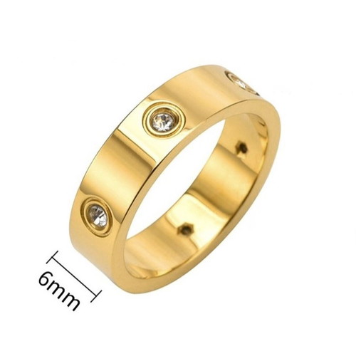 Love ring gold stainless steel with zirconia new