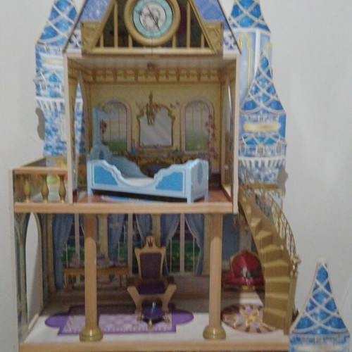 Disney Princess wooden castle dollhouse with toys
