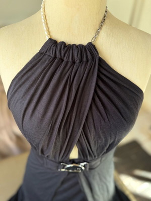 JLo long backless dress new, black, size M