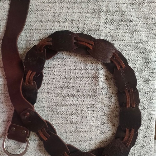 Leather braided belt like new, brown, size 110