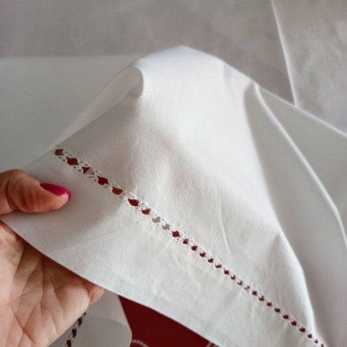Tablecloth large vintage white with handmade finish 195x255 cm like new