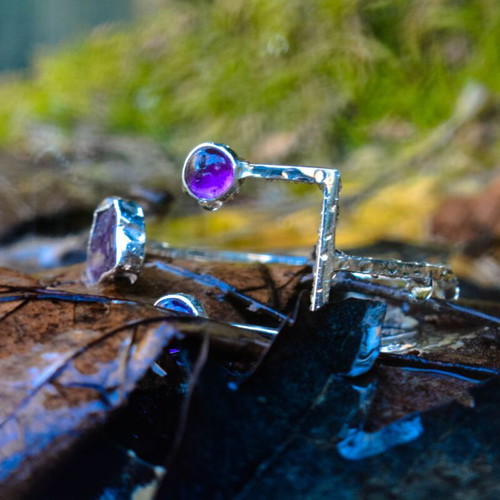 Handmade silver 950 bracelet with amethysts new, statement design