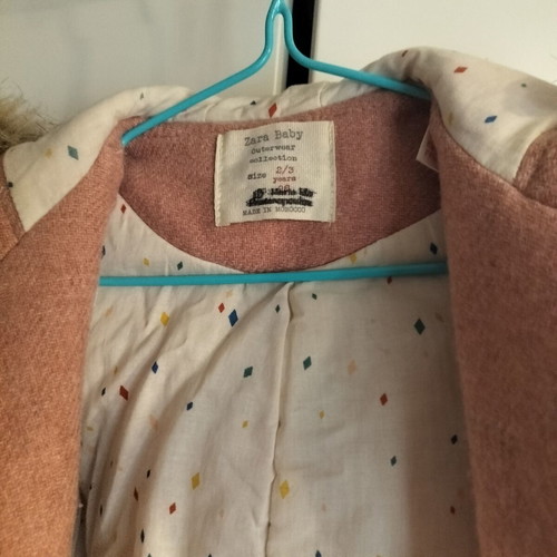 Zara pink children's coat like new for girl 2-3 years old