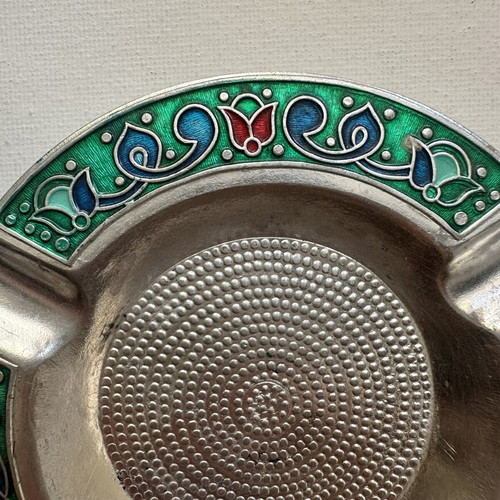 Set of 3 Soviet Vintage Melchior Ashtrays with Cloisonné Enamel