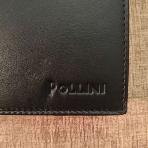Pollini men's leather wallet new, black and blue