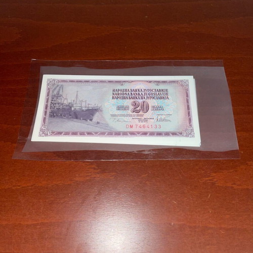 Yugoslavia 20 Dinar Banknotes 1974 unc, lot of 20 pieces