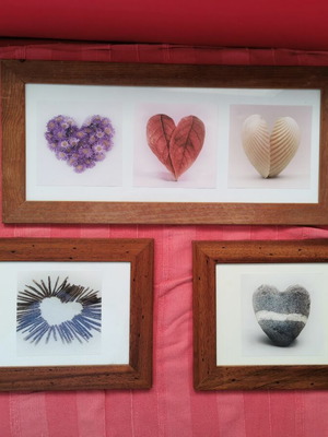 IKEA Set of 3 Wooden Framed Heart Prints like new
