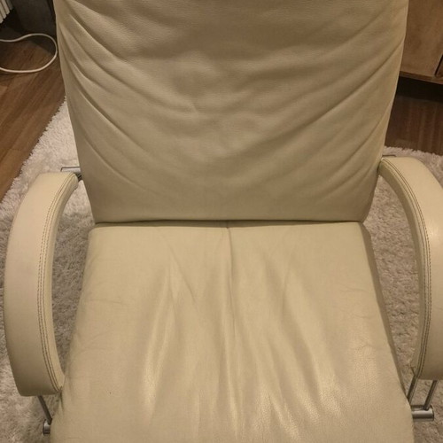 Office chairs beige used, set of 2, leatherette or leather