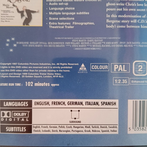 Roxanne DVD used with subtitles