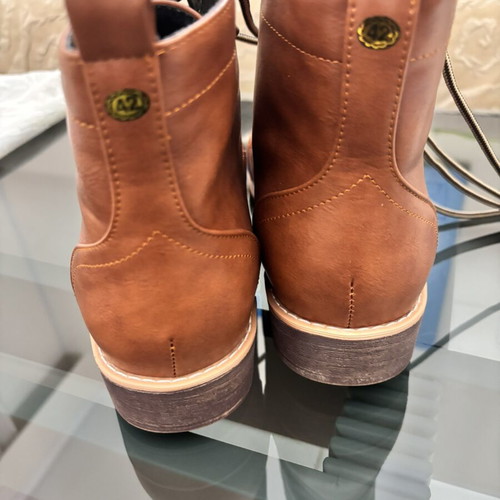 Classic men's ankle boots new, brown synthetic leather, size 42