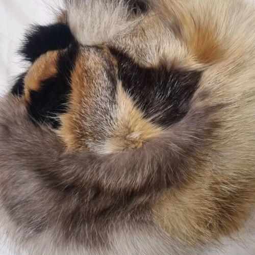 Leather Russian hat with northern fox tail like new