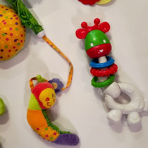 Fisher Price baby toy set used with rattles and hanging spiral