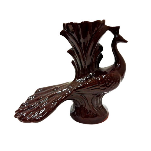 Vintage ceramic vase in the shape of a stylized peacock like new