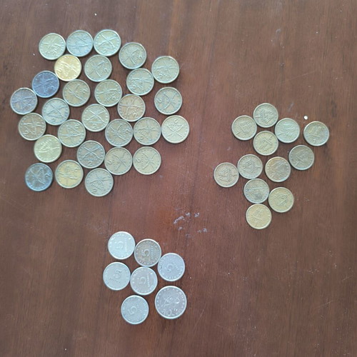 Greek collectible coins used, pack of 47 drachmas 1976-1982