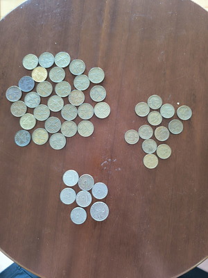 Greek collectible coins used, pack of 47 drachmas 1976-1982