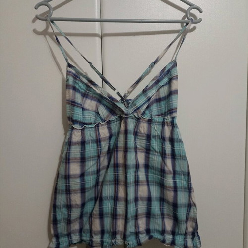 Pink Woman checked summer women's top like new, turquoise