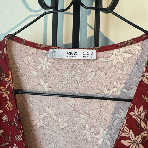 Mango autumn dress like new, loose floral brick color
