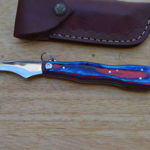 Mushroom Handmade Stainless Steel Folding Knife New with Leather Sheath