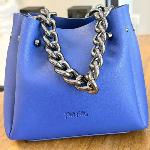 Folli Follie Small Leather Handbag Blue New