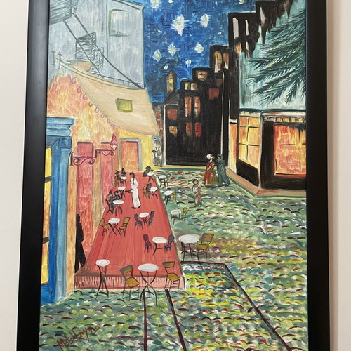 Painting inspired by Vincent van Gogh with artist signature, like new