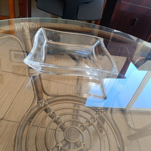 Glass decorative bowl, square design with wavy sides