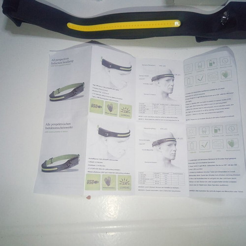 Ultra Bright LED Waterproof Headlamp IPX4 350 Lumens with Hand Motion Sensor TC52, pack of 2