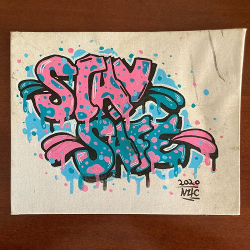 Two used bubble graffiti paintings signed N4C