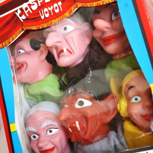 Vintage 70's Voyot set of 6 Kasperl figur puppet theater figures new