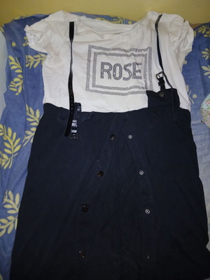 Tunic shirt used, size L, black and white