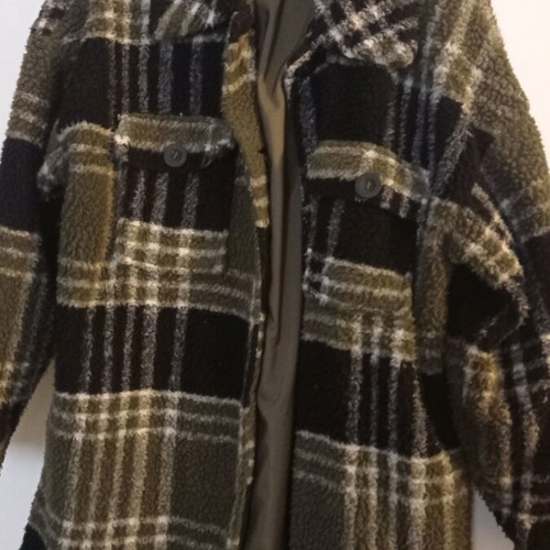 Sherpa style coat like new, size L, warm and cozy