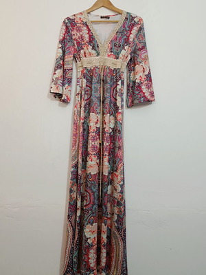 Maxi boho dress paisley floral S/M like new by Be You