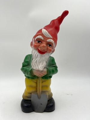 Vintage ZEHO Germany Collectible Plastic Gnome Figurine with Shovel used