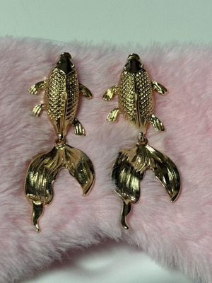 Gold stainless steel fish earrings