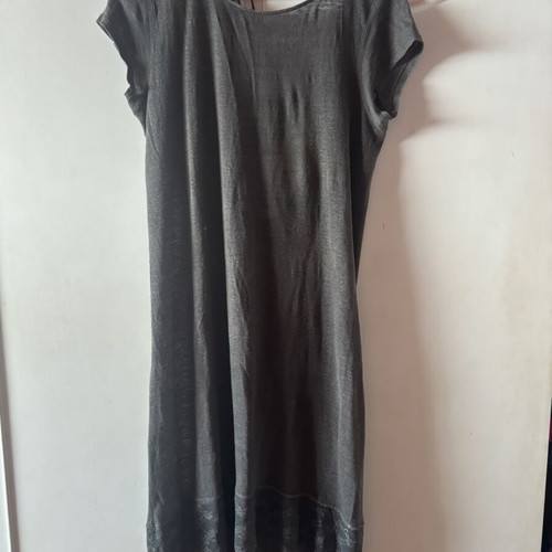 Airy dress with open back and lace hem, like new, gray