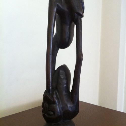 Makonde Shetani sculpture like new, black wood from Tanzania