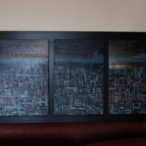 City VII Triptych D. Kaia Oilprint on Canvas like new