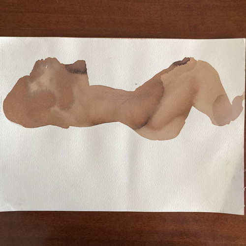 Reclining Nude #1 Acrylic Painting on Cardboard Used