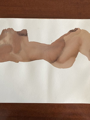 Reclining Nude #1 Акрилна картина върху картон, употребявана