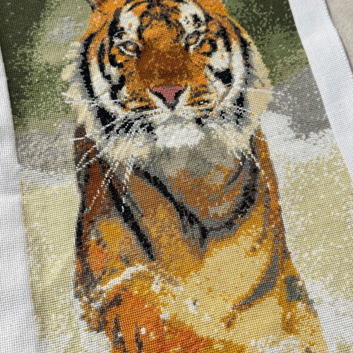 Handmade embroidery with cross-stitch, 24 x 41 cm