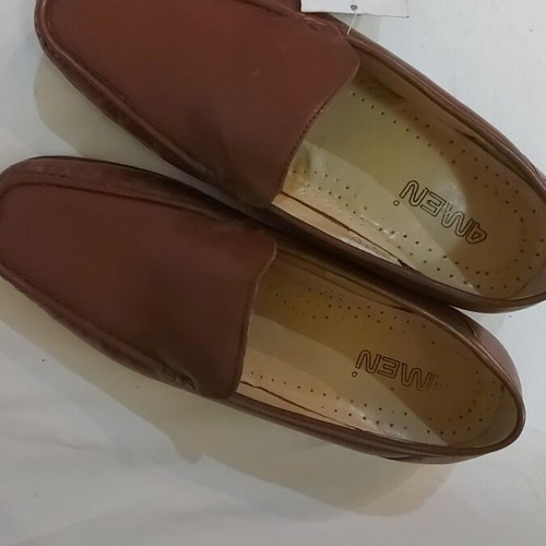 Men's leather shoes brown loafers size 44 new