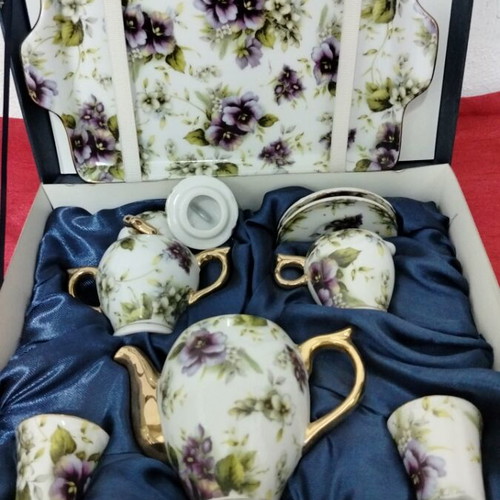 Porcelain miniature set in case
