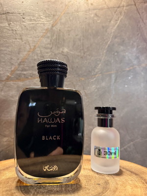 Rasasi Hawas Black Eau de Parfum 30ml new, decanted authentic scent