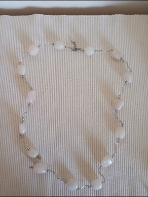 Necklace rose quartz like new with silver steel elements