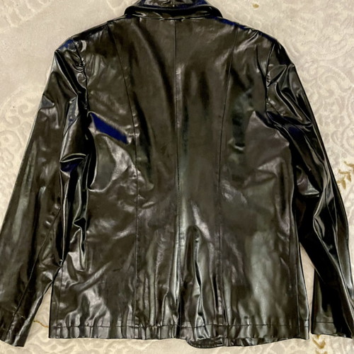Cibyll jeans jacket black shiny faux leather size Medium