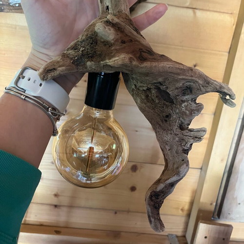 Handmade driftwood lamp like new with long cord
