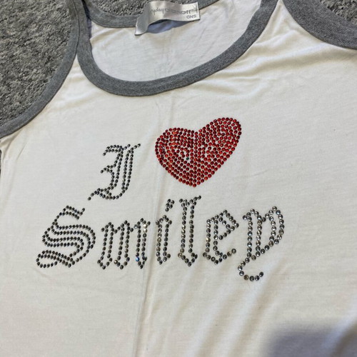 Danoff women's summer tank top like new, white with strass design