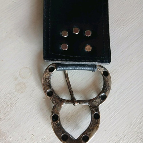 Zara leather belt size 85 like new, black with silver decorations